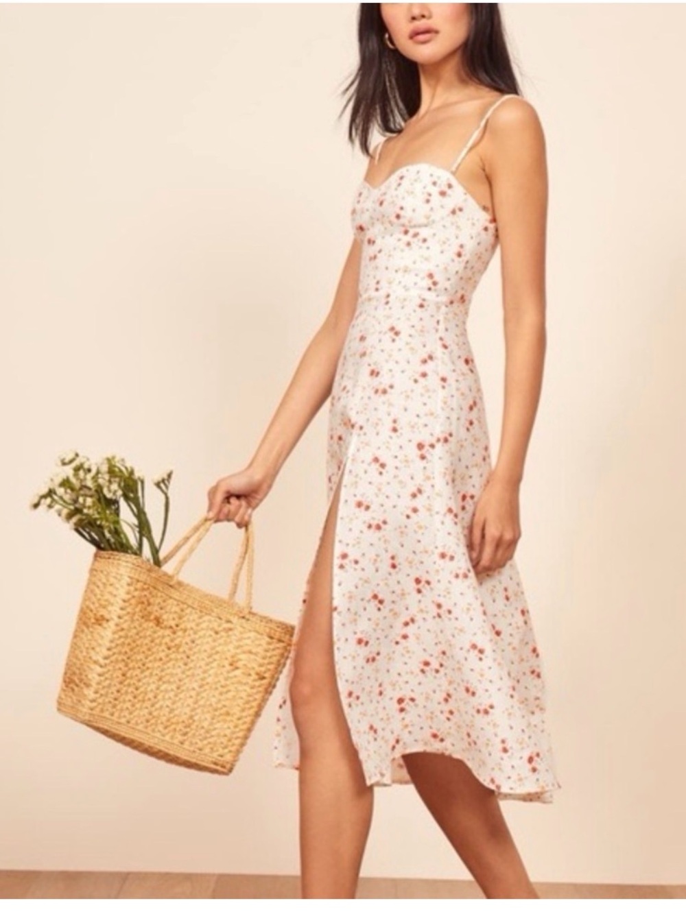 Reformation Nebraska Linen Floral Dress